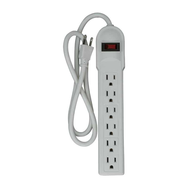 6 Outlet Surge Protector, 90-Joule - 3 or 6 Foot Cord