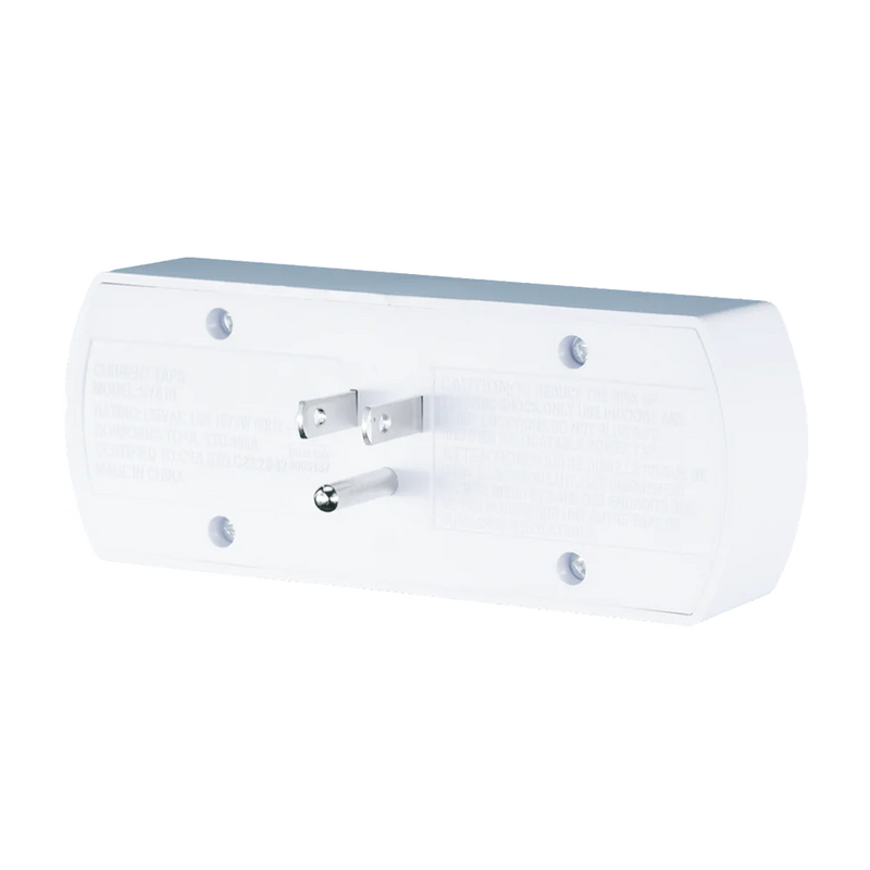 Grounded Triple Plug Outlet On/Off Power Switch, ETL Listed, White