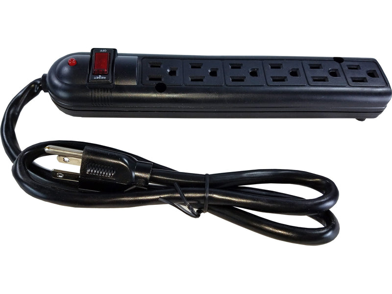 6 Outlet Black Surge Protectors, 750-Joule, Wall Mountable - 3 to 25 Foot Cords