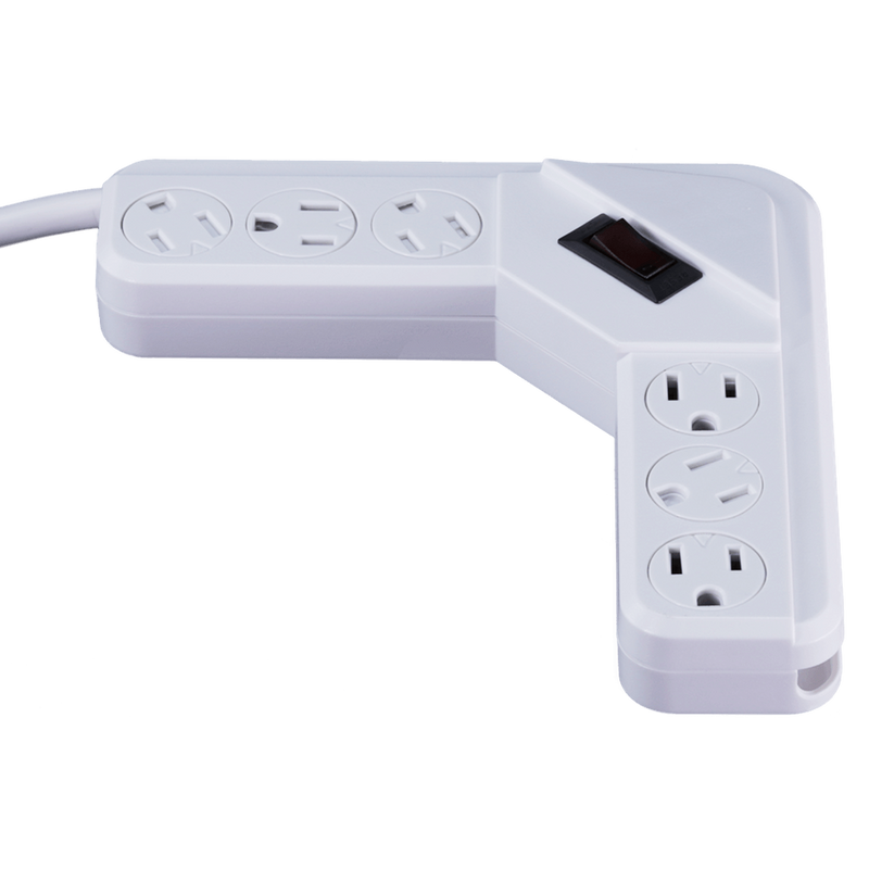 6 Outlet Corner Power Strip - 4 Foot Cord